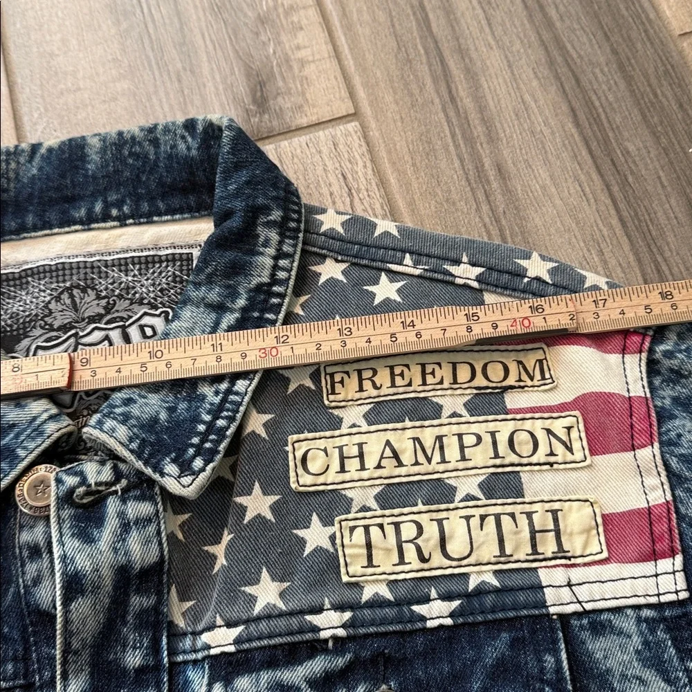 Vintage 1738 Original Brand American Flag‎ Denim Jacket Sz Large - Picture 6 of 11